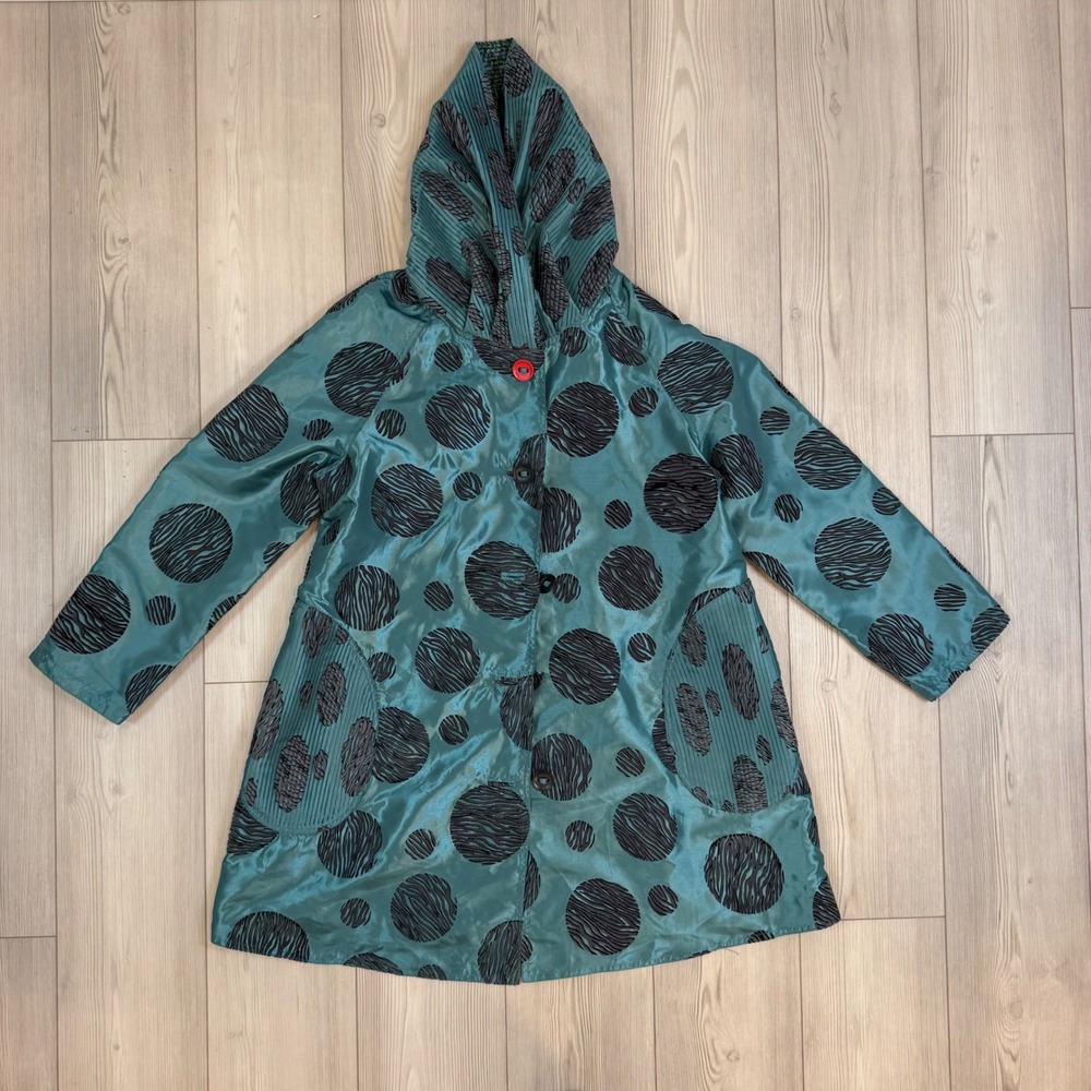 UBU Pack Your Personality Reversible Teal Polka Dot Zebra Hooded Jacket Medium